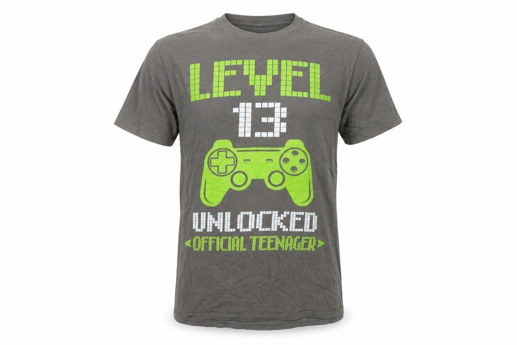 Front view of Port & Company Teens Grey Medium Gaming T-Shirt