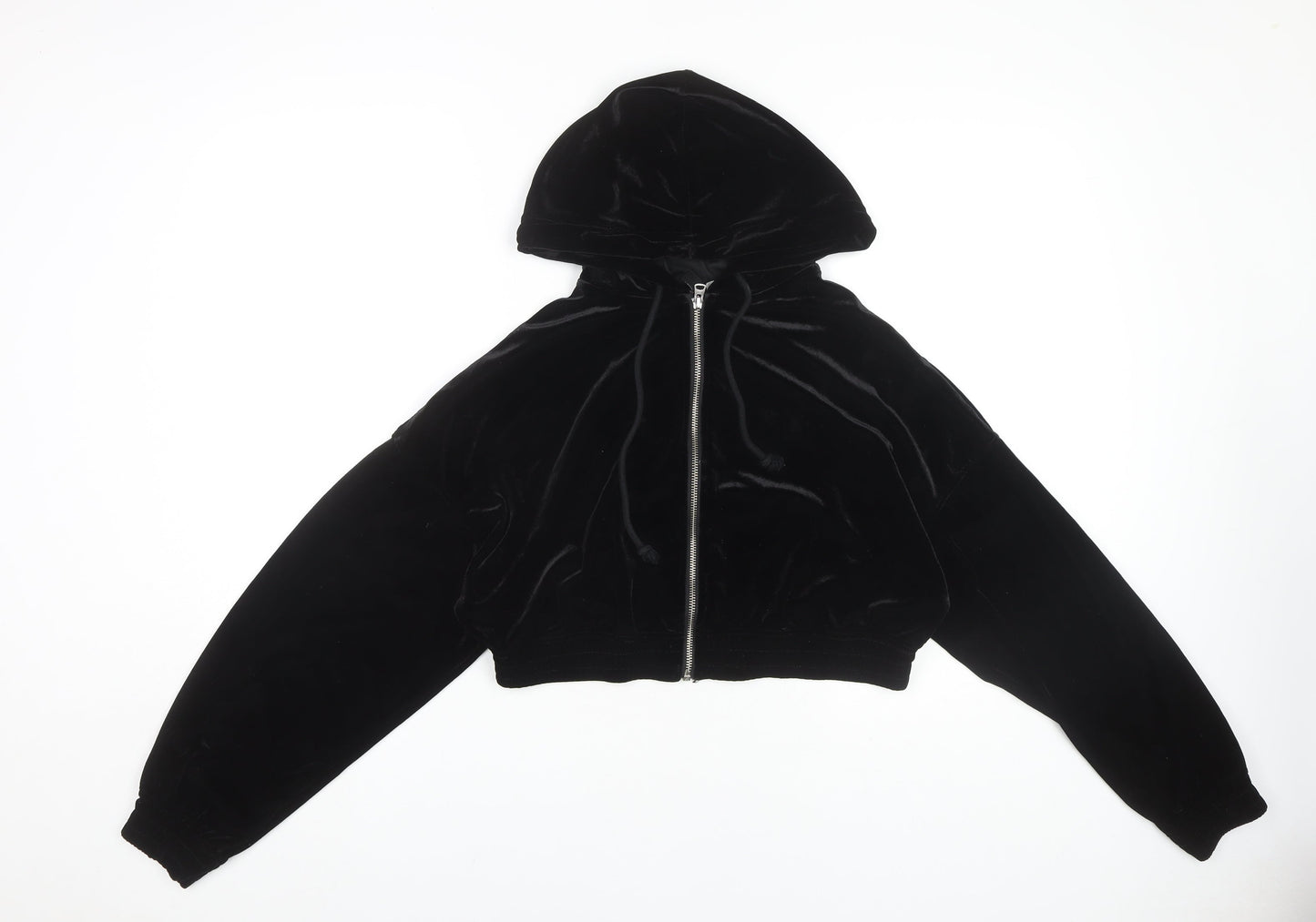 H&M Women's Black Velvet Full Zip Hoodie M