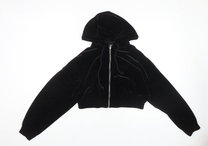H&M Women's Black Velvet Full Zip Hoodie M