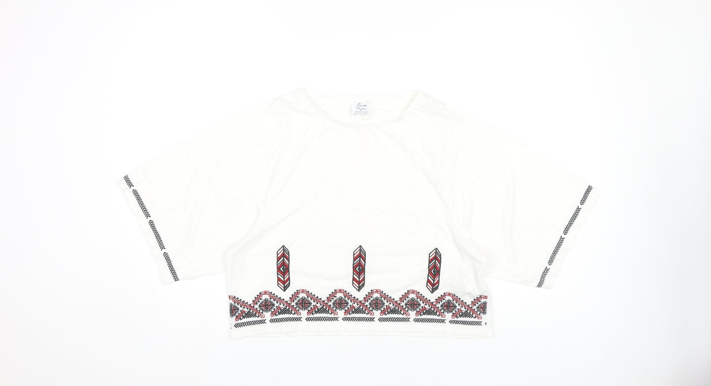 Womens UK Size S Zara White Basic T-Shirt