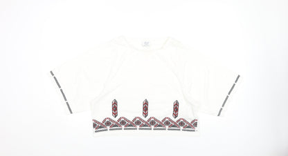 Womens UK Size S Zara White Basic T-Shirt