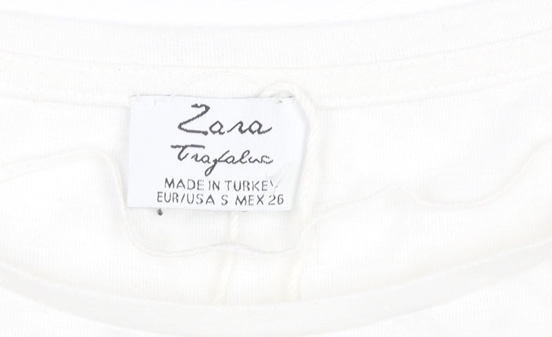 Womens UK Size S Zara White Basic T-Shirt