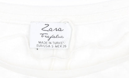 Womens UK Size S Zara White Basic T-Shirt