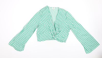 Womens UK Size 16 River Island Green Cropped Blouse