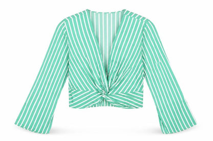 Womens UK Size 16 River Island Green Cropped Blouse