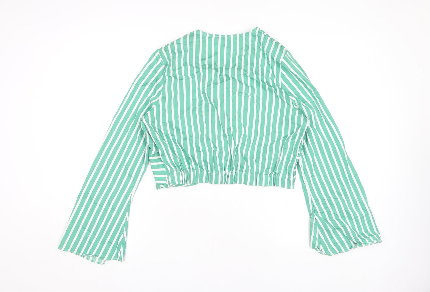 Womens UK Size 16 River Island Green Cropped Blouse