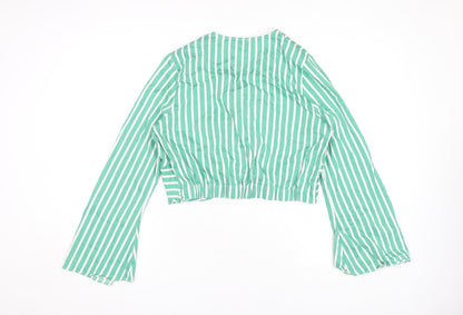 Womens UK Size 16 River Island Green Cropped Blouse