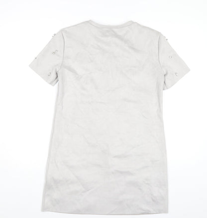 Zara Women's Grey Shift Dress - Size S
