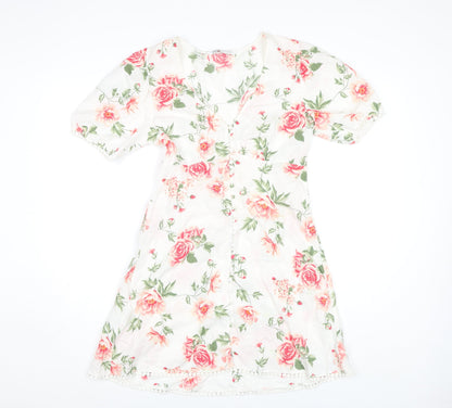 Zara Women's Multicoloured Floral Casual Dress XS