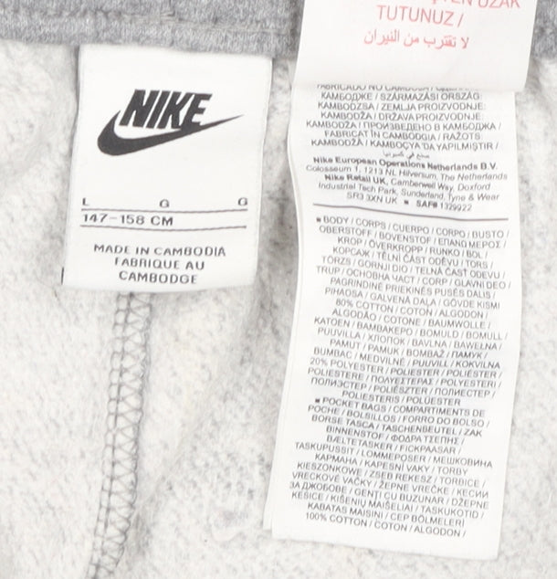 Nike Boys Grey Jogger Trousers Size L Casual Cotton