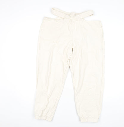 Oh Polly Women's Ivory Jogger Trousers Size L
