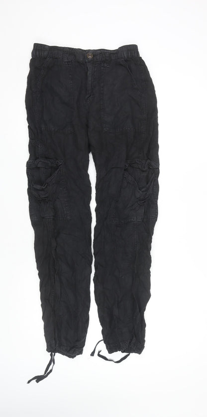BDG Women’s Black Cargo Trousers, Size S, Linen, Casual