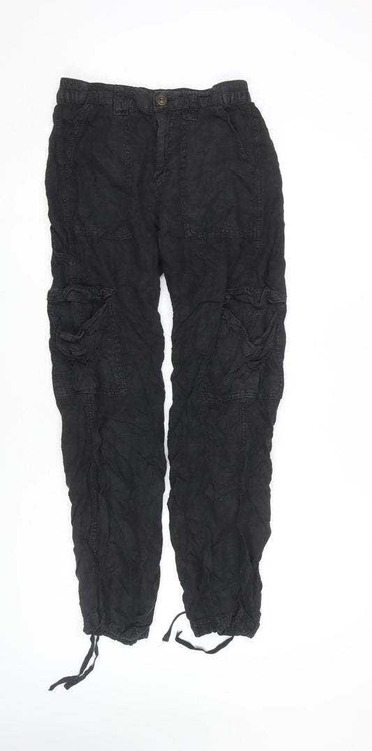 BDG Women’s Black Cargo Trousers, Size S, Linen, Casual