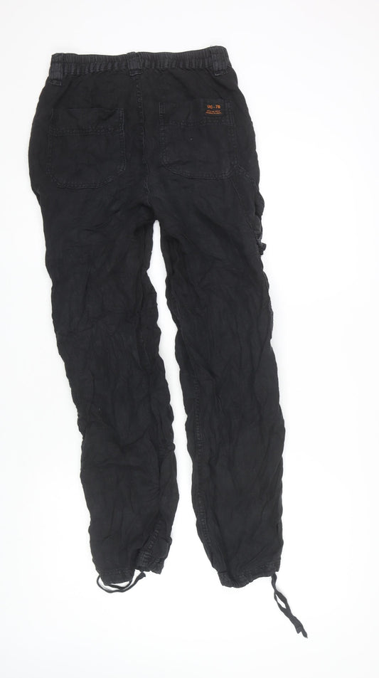 BDG Women’s Black Cargo Trousers, Size S, Linen, Casual