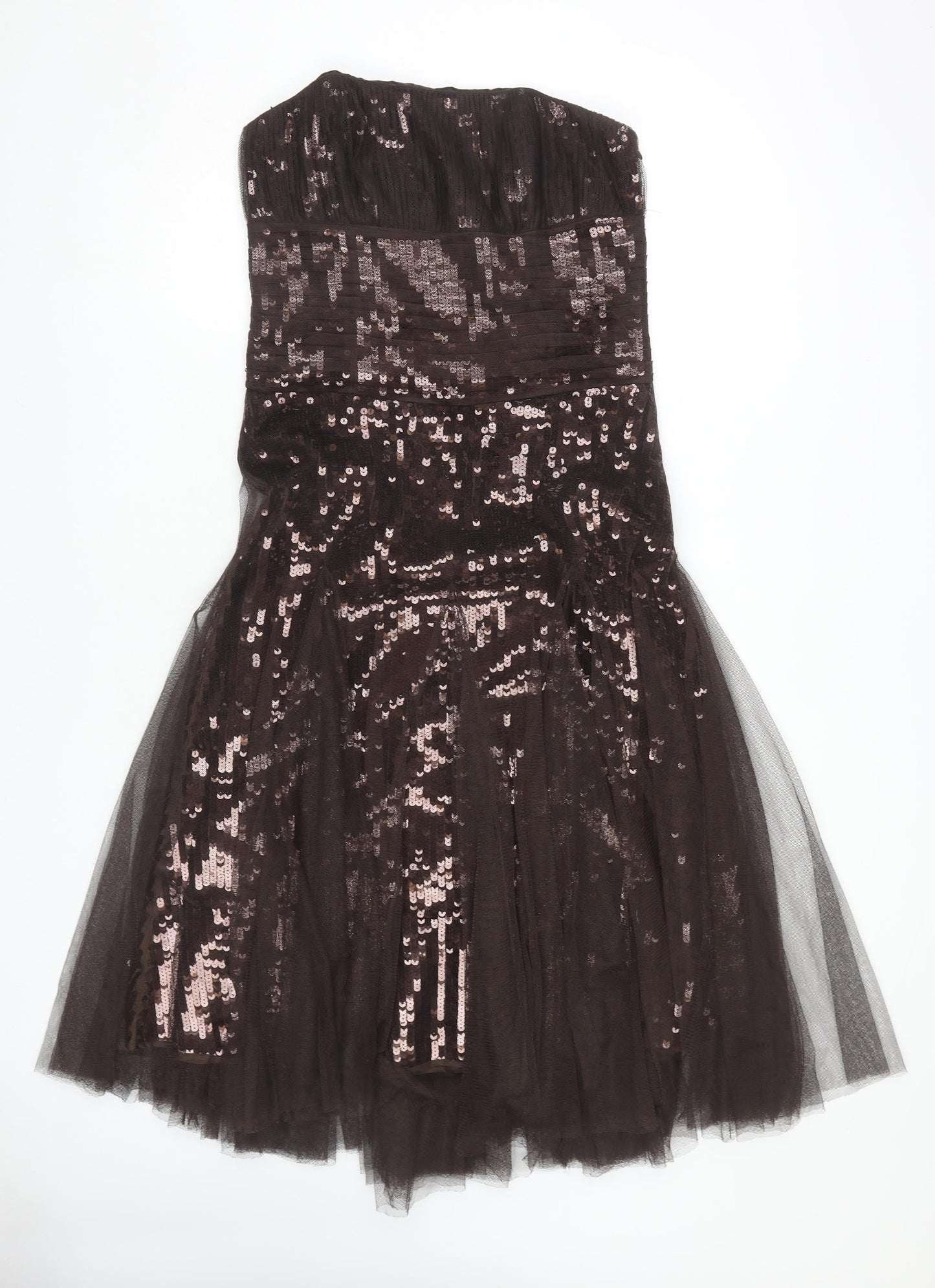 Monsoon Women's Brown Sequin Strapless Dress Size 12