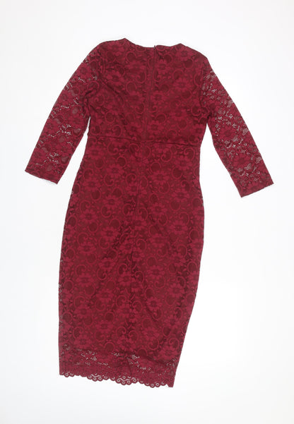 Jessica Wright Red Lace Bodycon Dress Size 10