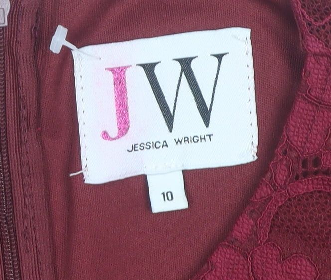 Jessica Wright Red Lace Bodycon Dress Size 10