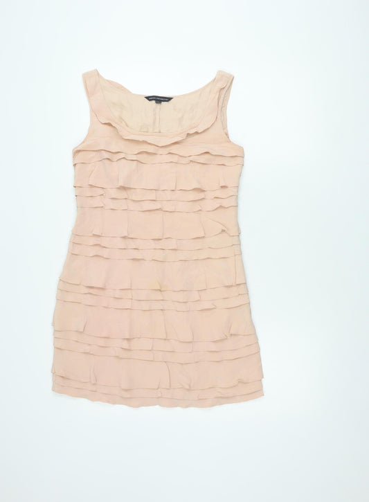 French Connection Women's Beige Silk Dress Size 10