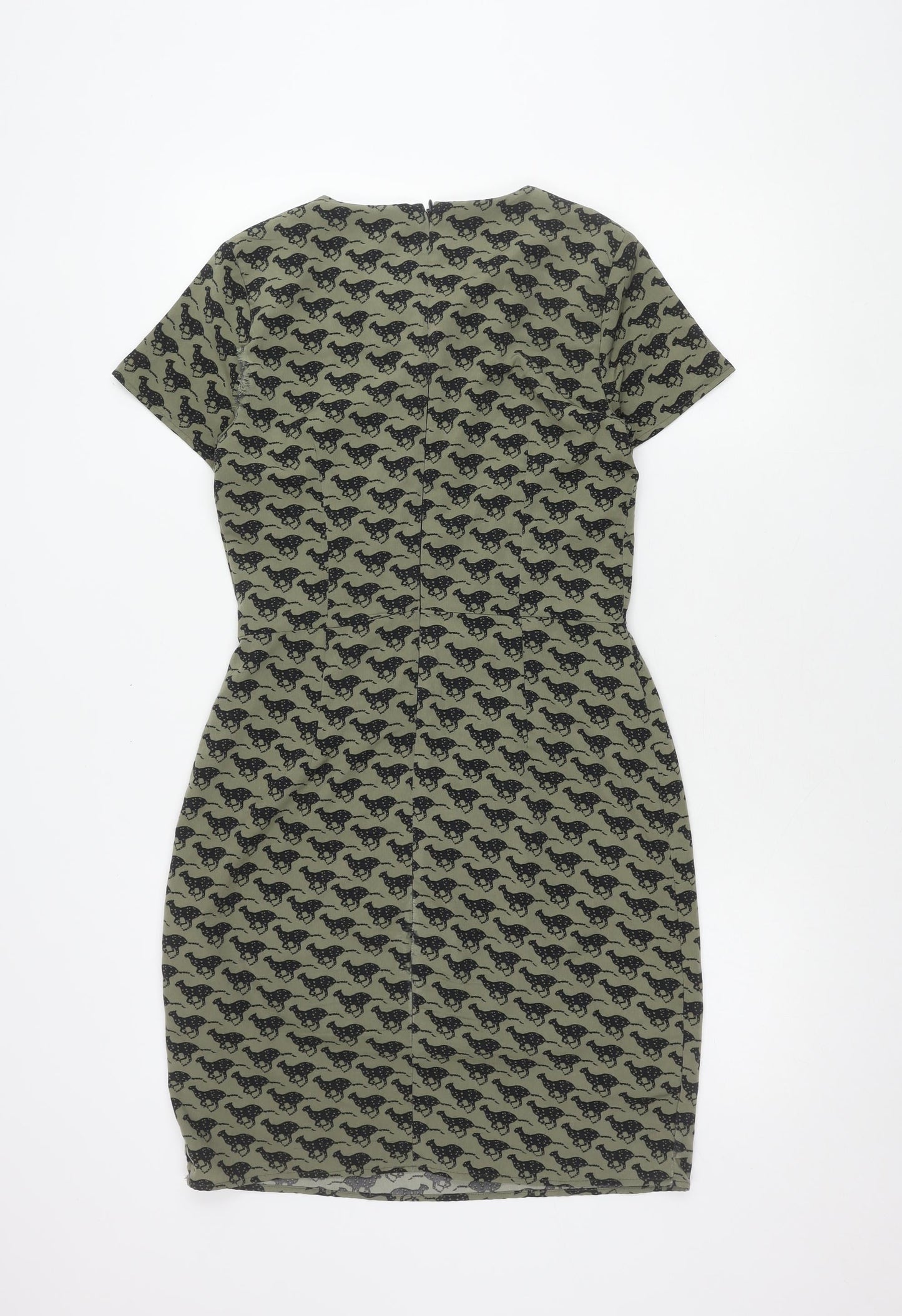 Limited Collection Women’s Green Animal Print Sheath Dress, Size 6
