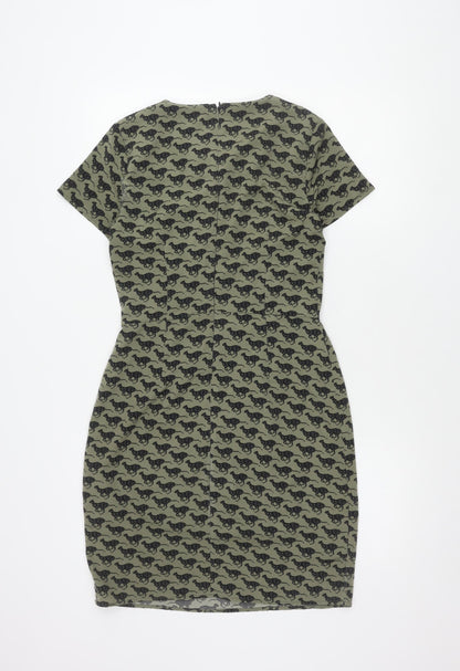 Limited Collection Women’s Green Animal Print Sheath Dress, Size 6
