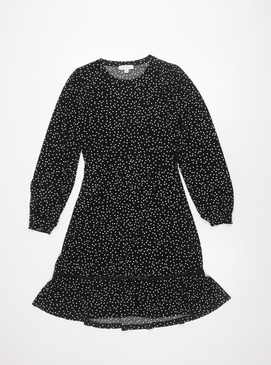 Warehouse Women's Black Polka Dot Shift Dress Size 8