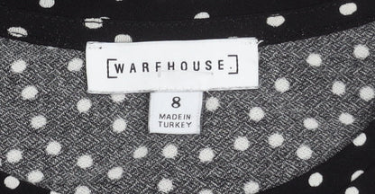 Warehouse Women's Black Polka Dot Shift Dress Size 8