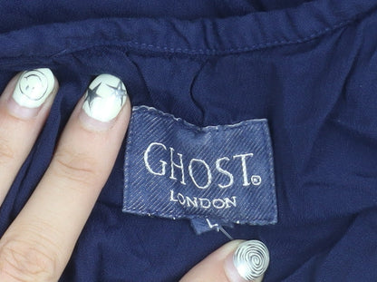 Ghost London Women's Blue V-Neck Dress Short Sleeve