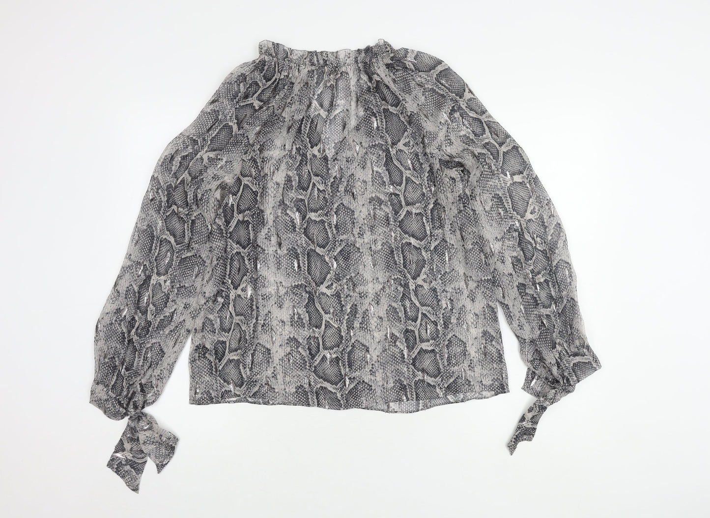 Rebecca Taylor Women’s Grey Silk Long Sleeve Blouse