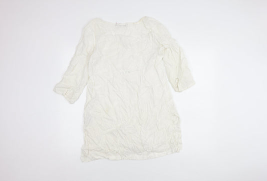White Stuff Women's White Linen Dress, Size 12