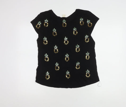 Womens UK Size 12 H&M Black  T-Shirt