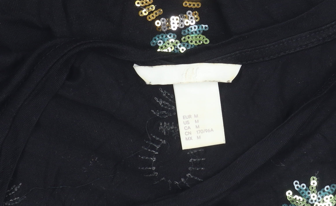 Womens UK Size 12 H&M Black  T-Shirt