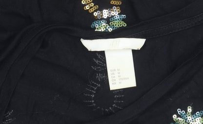 Womens UK Size 12 H&M Black  T-Shirt
