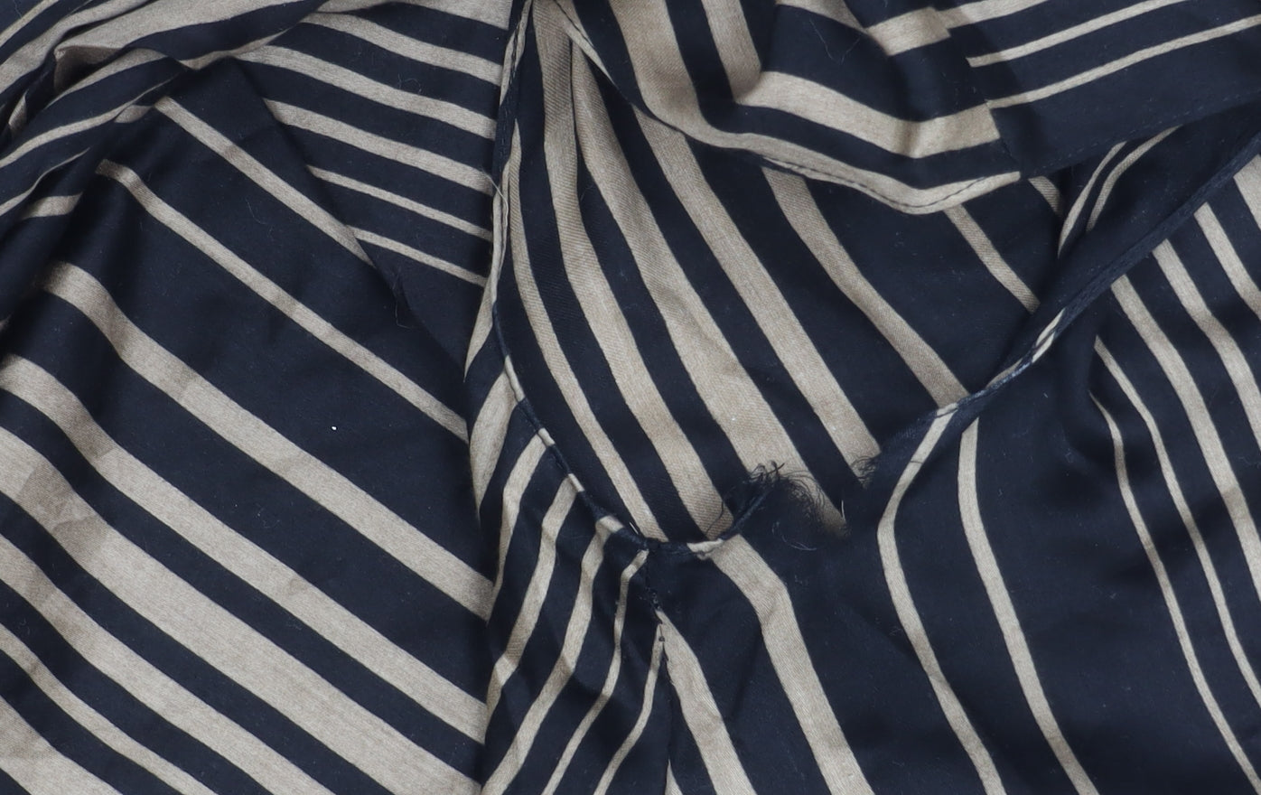 Monsoon Women's Black Striped V-Neck Dress Size 10