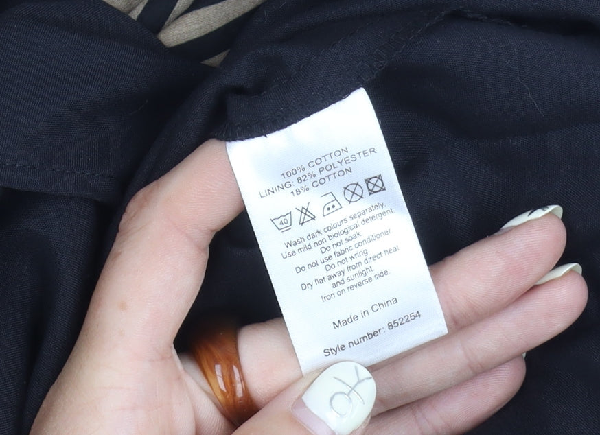 Monsoon Women's Black Striped V-Neck Dress Size 10