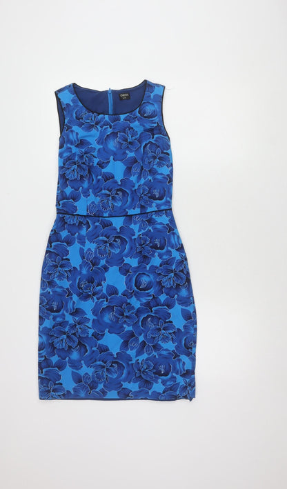 Oasis Women's Blue Floral Sheath Dress, Size 8