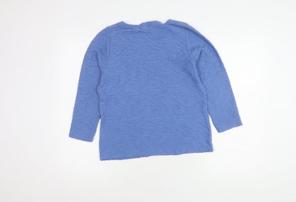 ISLE Women's Blue Basic Blouse - Size 10, Crochet Detail