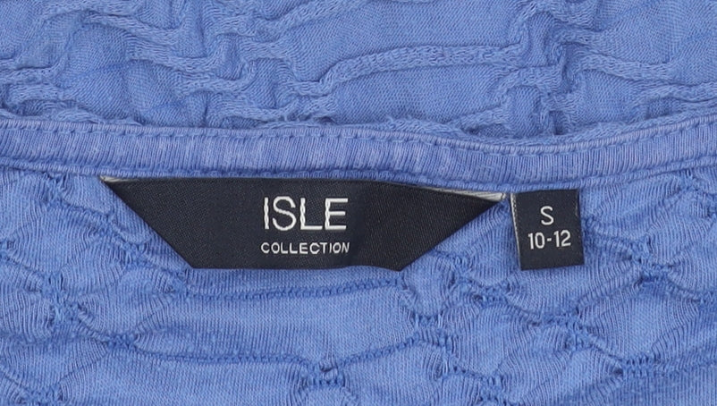 ISLE Women's Blue Basic Blouse - Size 10, Crochet Detail