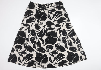 Marks and Spencer Women's Black Floral Cotton Skirt Size 18