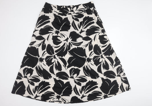 Marks and Spencer Women's Black Floral Cotton Skirt Size 18
