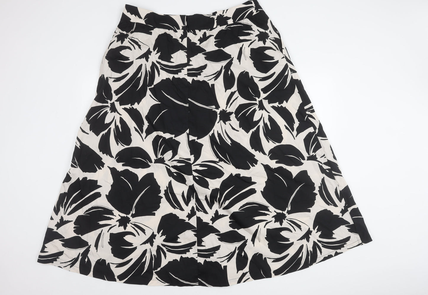 Marks and Spencer Women's Black Floral Cotton Skirt Size 18
