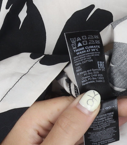 Marks and Spencer Women's Black Floral Cotton Skirt Size 18