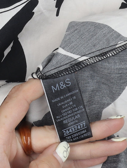 Marks and Spencer Women's Black Floral Cotton Skirt Size 18