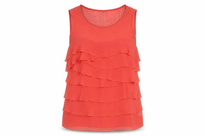 Womens UK Size 10 Per Una Red Ruffle Tank