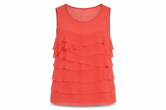 Womens UK Size 10 Per Una Red Ruffle Tank