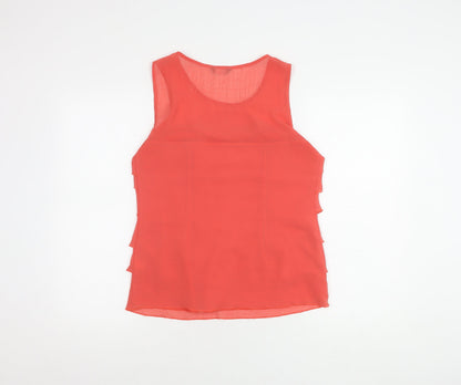 Womens UK Size 10 Per Una Red Ruffle Tank