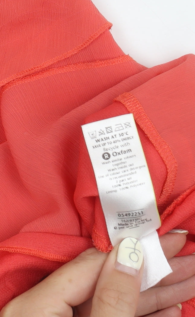 Womens UK Size 10 Per Una Red Ruffle Tank