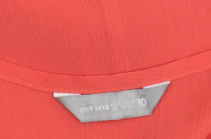 Womens UK Size 10 Per Una Red Ruffle Tank