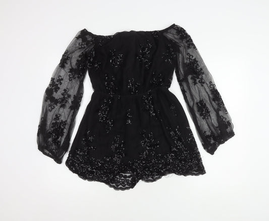 Love & Other Things Women Black L Sequin Party Dress