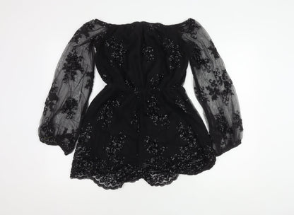 Love & Other Things Women Black L Sequin Party Dress