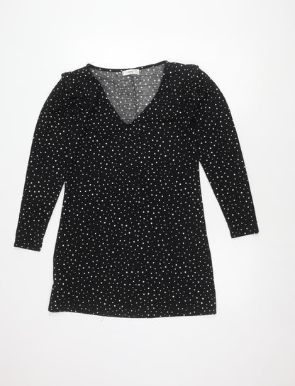 MNG Women's XS Black Polka Dot Jersey Dress